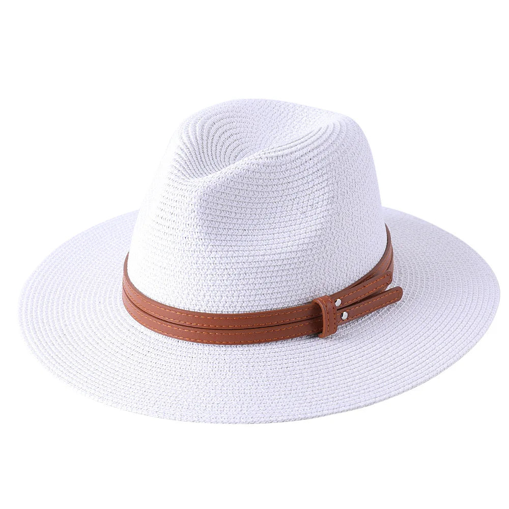 Large SizeNew Natural Panama Straw Hat Summer Men Women Wide Brim Beach UV Protection Fedora Sun Hat Wholesale