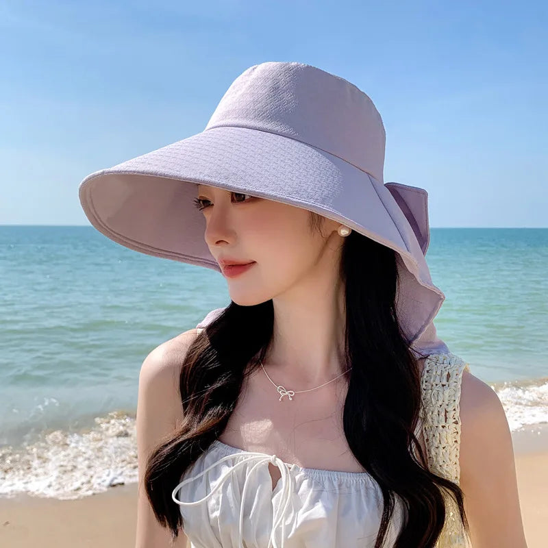 summer sun hat female sunscreen UV face protection neck protection outdoor cycling mountaineering beach large brim hat