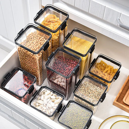 1-4PCS Sealed Jars Kitchen Organizer Grain Storage Boxes Large Capacity Sealed Container Seasoning Jars Set Fresh-keeping Tank