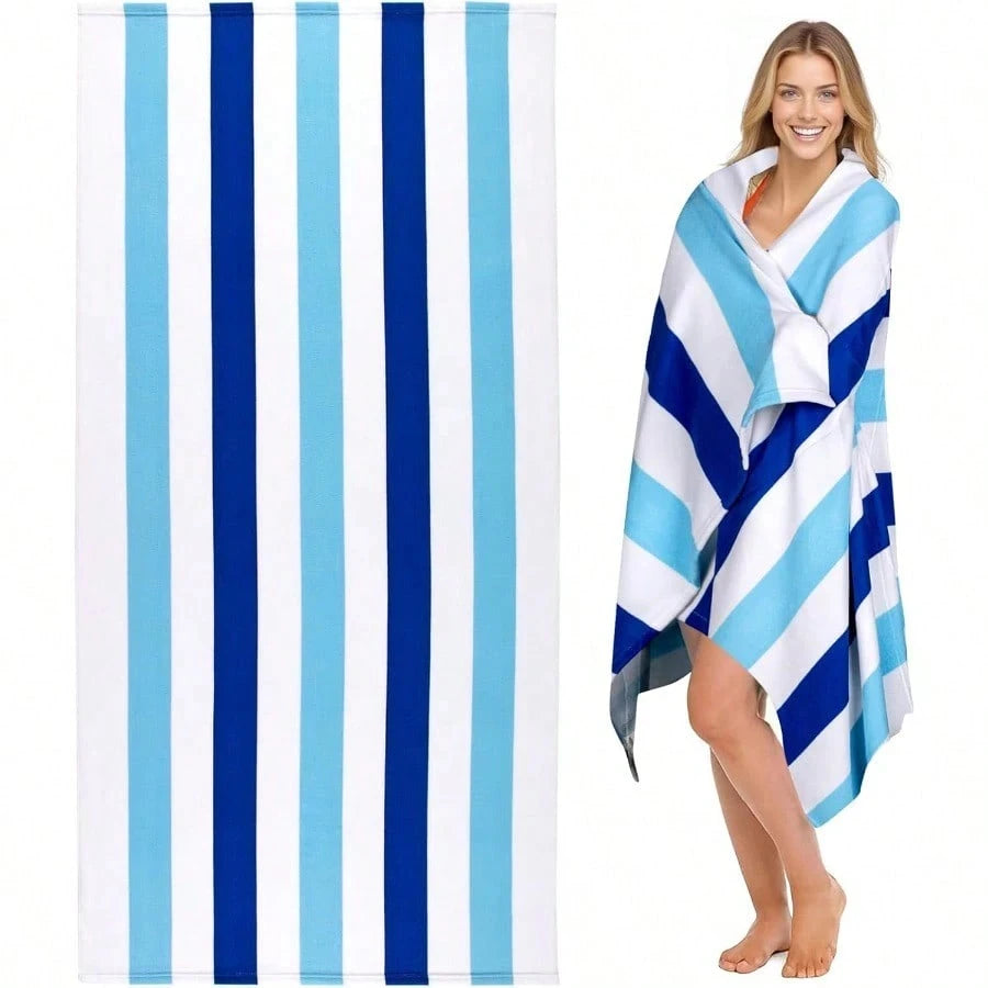 Blue Stripe Beach Towel Single Sided Print Classic Soft Beach Towel Beach Pool Bathroom Towel Stylish Vibe Gift For Beach Lovers