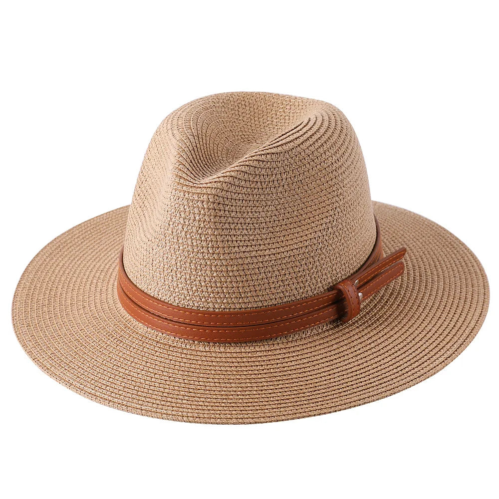 Large SizeNew Natural Panama Straw Hat Summer Men Women Wide Brim Beach UV Protection Fedora Sun Hat Wholesale