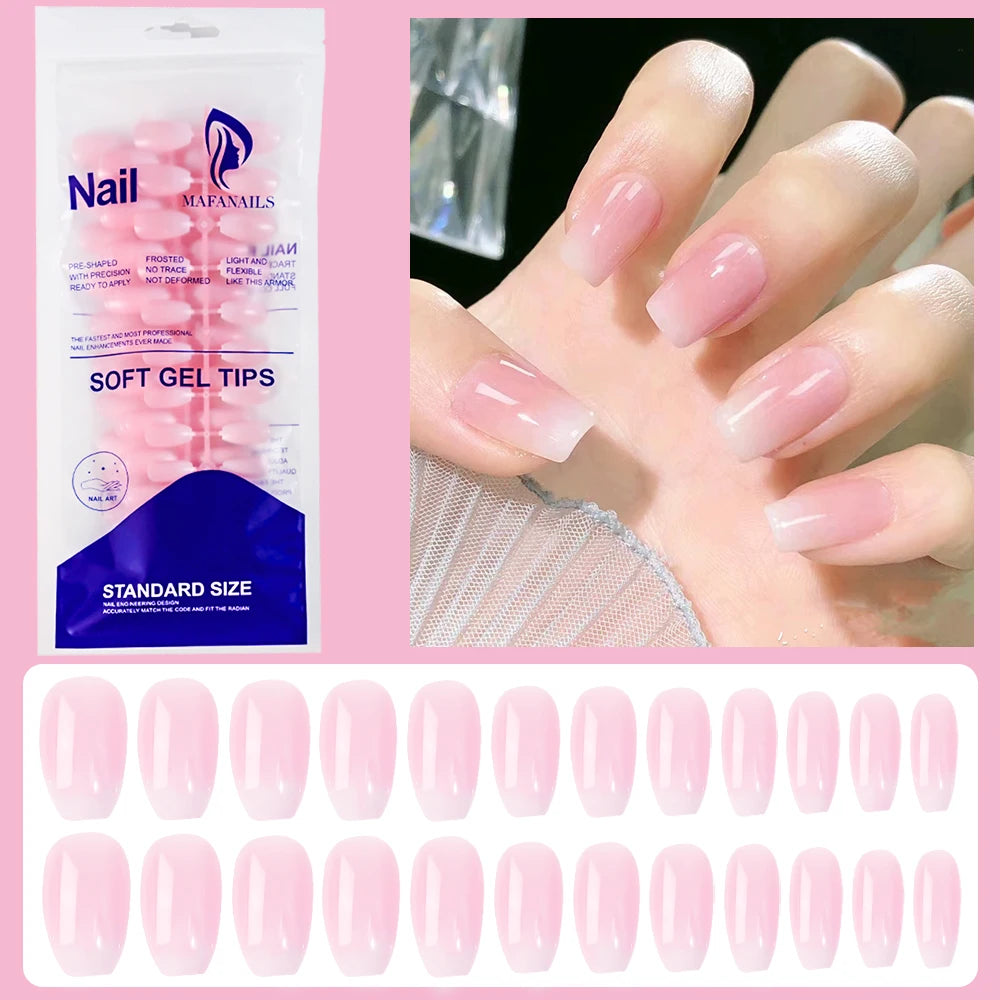120Pcs Short Square Coffin French Fake Nails Glossy Pink  Full Cover Wearable Press on Nails Wearable Acrylic Fake Nails Tips #