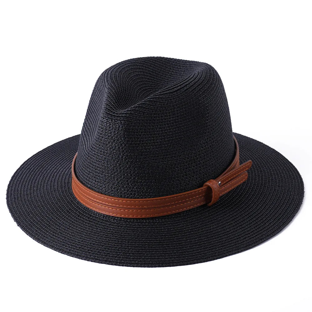 Large SizeNew Natural Panama Straw Hat Summer Men Women Wide Brim Beach UV Protection Fedora Sun Hat Wholesale