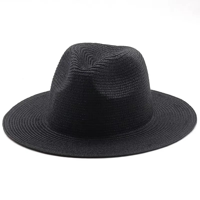 Large SizeNew Natural Panama Straw Hat Summer Men Women Wide Brim Beach UV Protection Fedora Sun Hat Wholesale