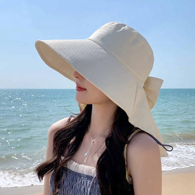 summer sun hat female sunscreen UV face protection neck protection outdoor cycling mountaineering beach large brim hat