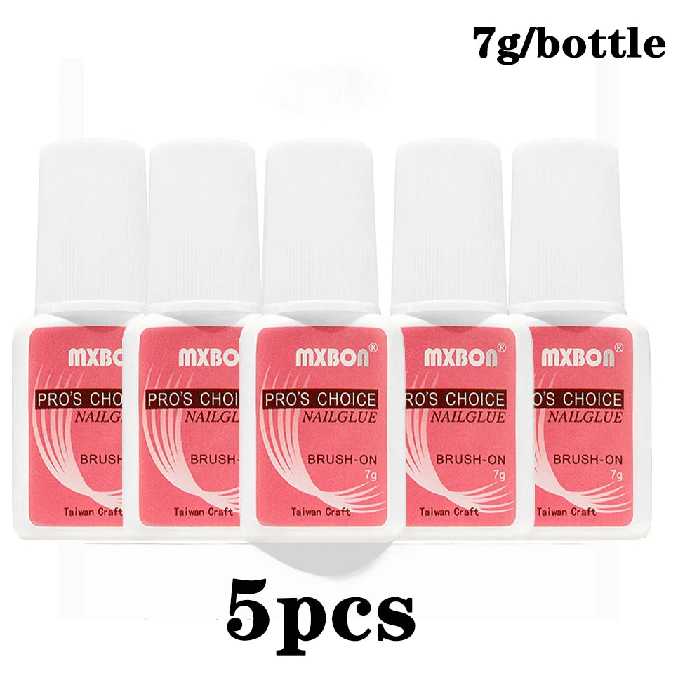 8ml Brush-on Fast Drying Nail Glue for False Nails Glitter Acrylic Nail Rhinestone Decoration 1/5pcs Nail Tips Bond Glue Nail To