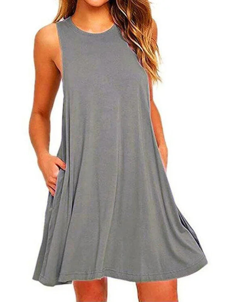 Women Black White Summer Dress 2025 Polyester Short Sleeve O-Neck Tops Casual Loose Dress Female Street Bohemian Dress Vestidos