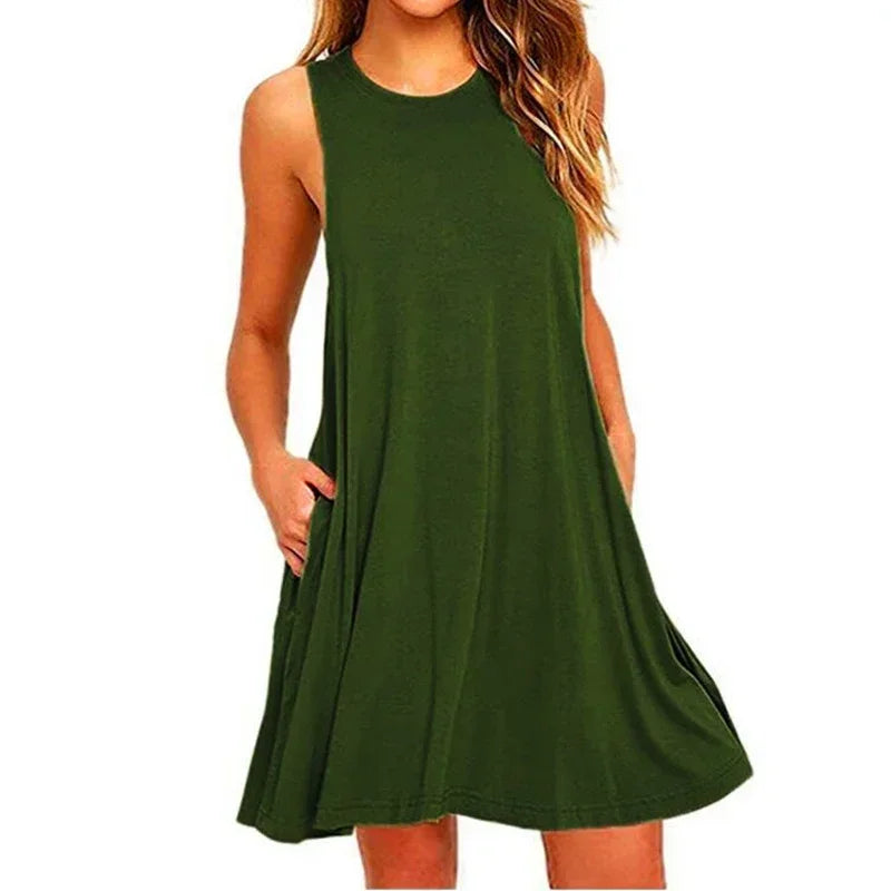 Women Black White Summer Dress 2025 Polyester Short Sleeve O-Neck Tops Casual Loose Dress Female Street Bohemian Dress Vestidos