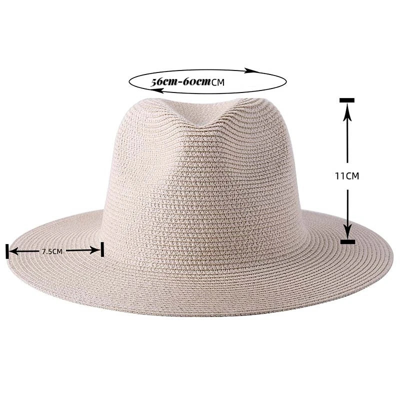 Large SizeNew Natural Panama Straw Hat Summer Men Women Wide Brim Beach UV Protection Fedora Sun Hat Wholesale