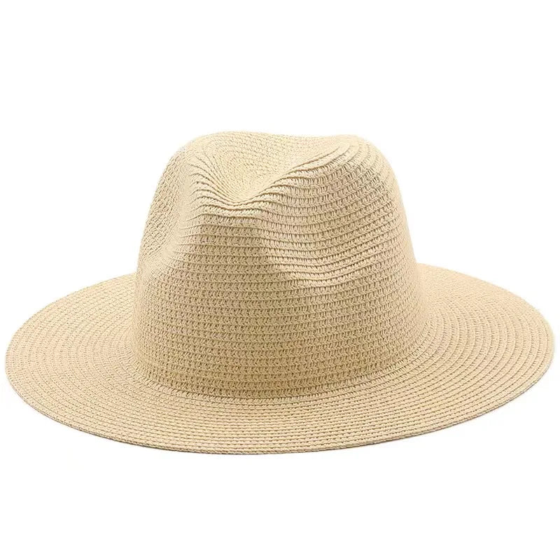 Large SizeNew Natural Panama Straw Hat Summer Men Women Wide Brim Beach UV Protection Fedora Sun Hat Wholesale