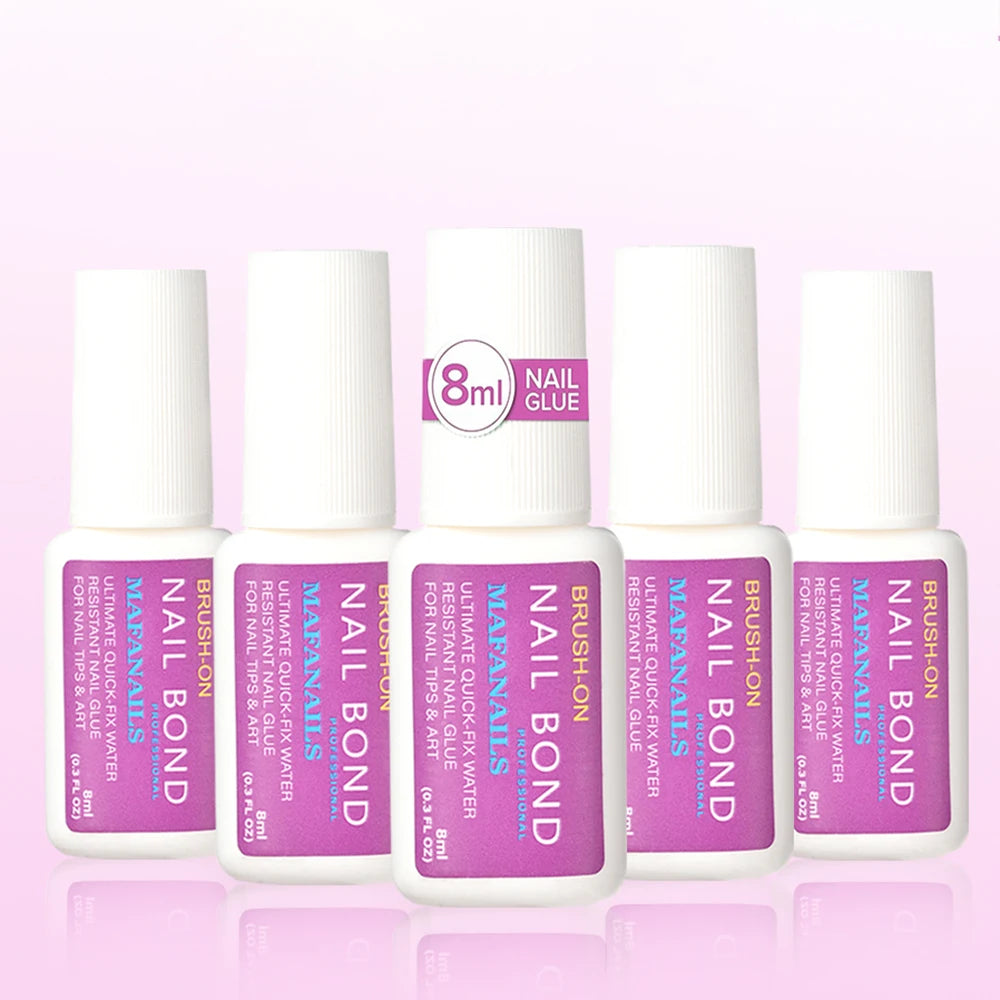 8ml Brush-on Fast Drying Nail Glue for False Nails Glitter Acrylic Nail Rhinestone Decoration 1/5pcs Nail Tips Bond Glue Nail To