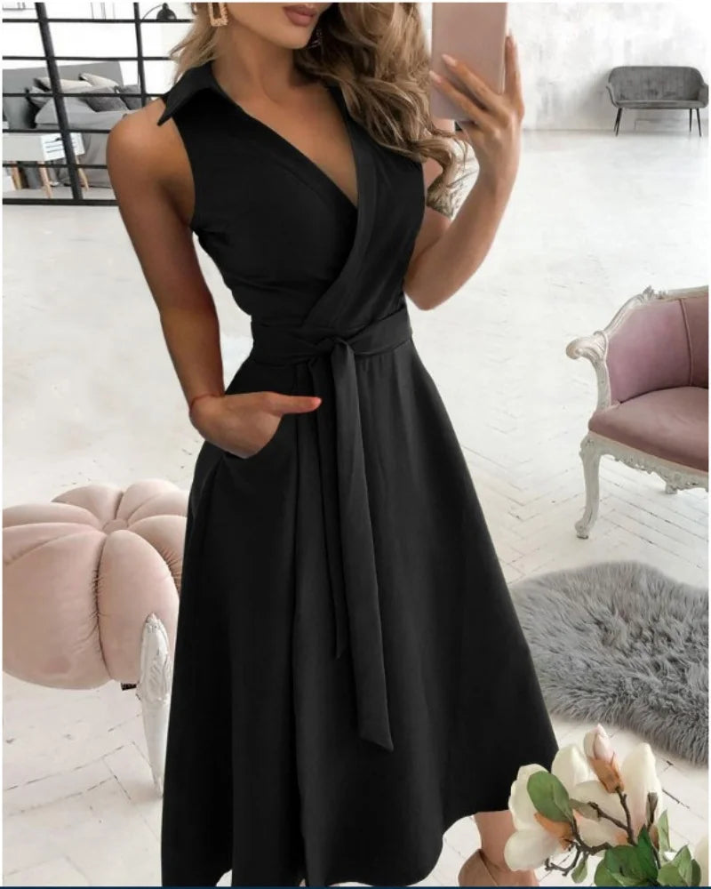 2023 Summer Retro Long Skirt Casual Cross V-neck Polka Dot Print Party Short-sleeved Dress Female Bohemian Beach Holiday Dress