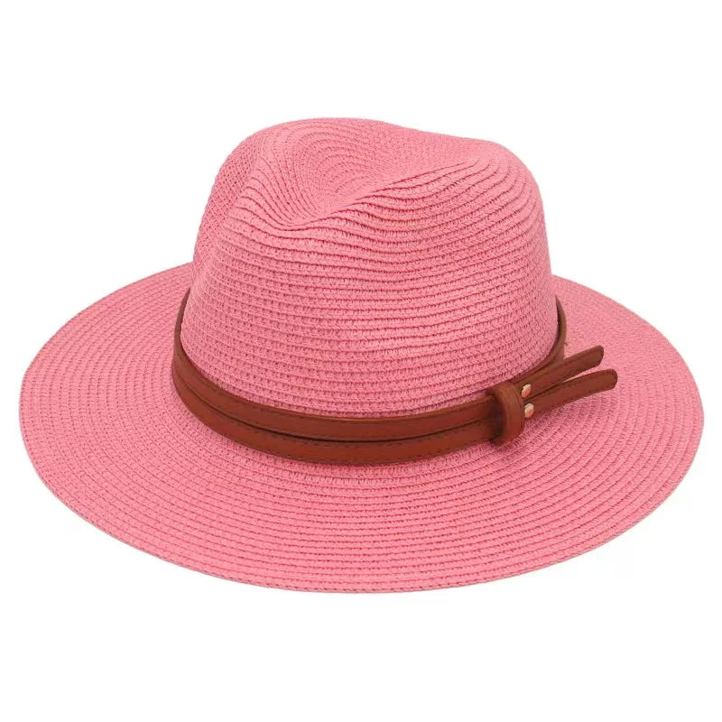Large SizeNew Natural Panama Straw Hat Summer Men Women Wide Brim Beach UV Protection Fedora Sun Hat Wholesale